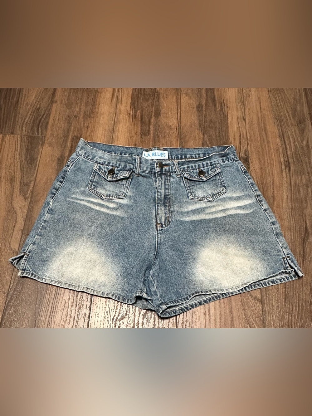 L.A. Blues Faded Light Blue High-Waist Denim Shorts